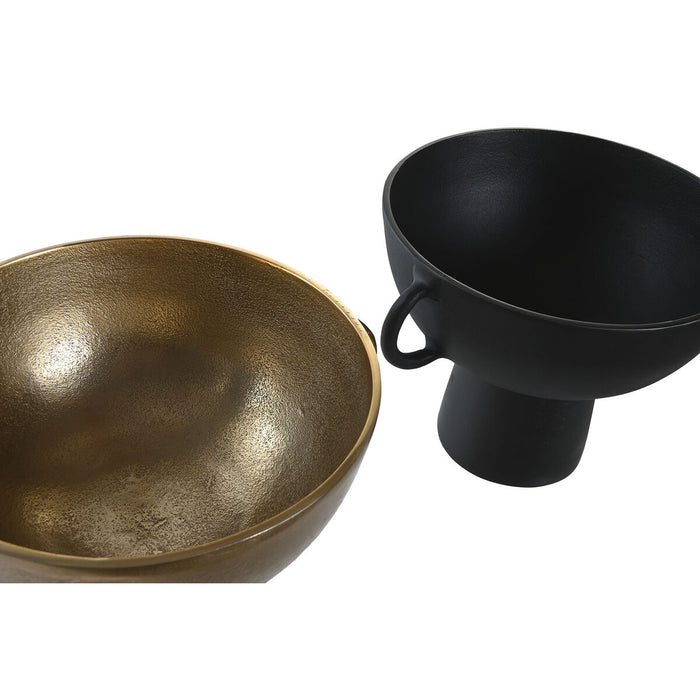 Vază DKD Home Decor 30 x 24 x 20 cm Negru Auriu* Aluminiu Modern (2 Unități)