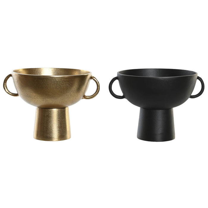 Vază DKD Home Decor 30 x 24 x 20 cm Negru Auriu* Aluminiu Modern (2 Unități)