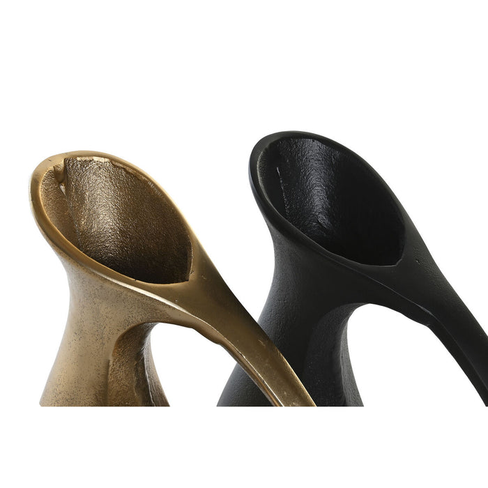 Vază DKD Home Decor 21 x 9 x 34 cm Negru Auriu* Aluminiu Modern (2 Unități)