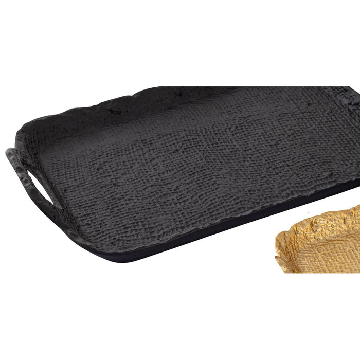 Tavă pentru gustari DKD Home Decor 36 x 21 x 4,5 cm Negru Auriu* Aluminiu Modern (2 Unități)