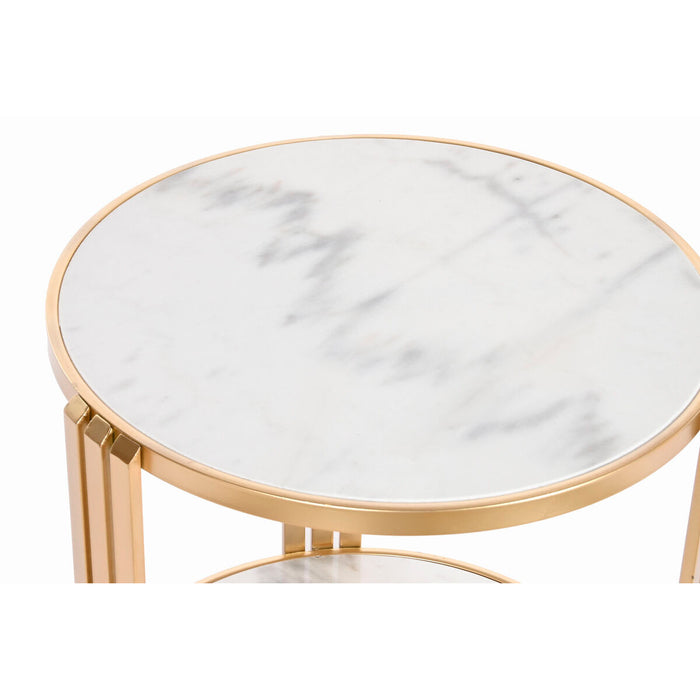Masa laterală DKD Home Decor 49 x 49 x 50 cm Auriu* Metal Alb Marmură
