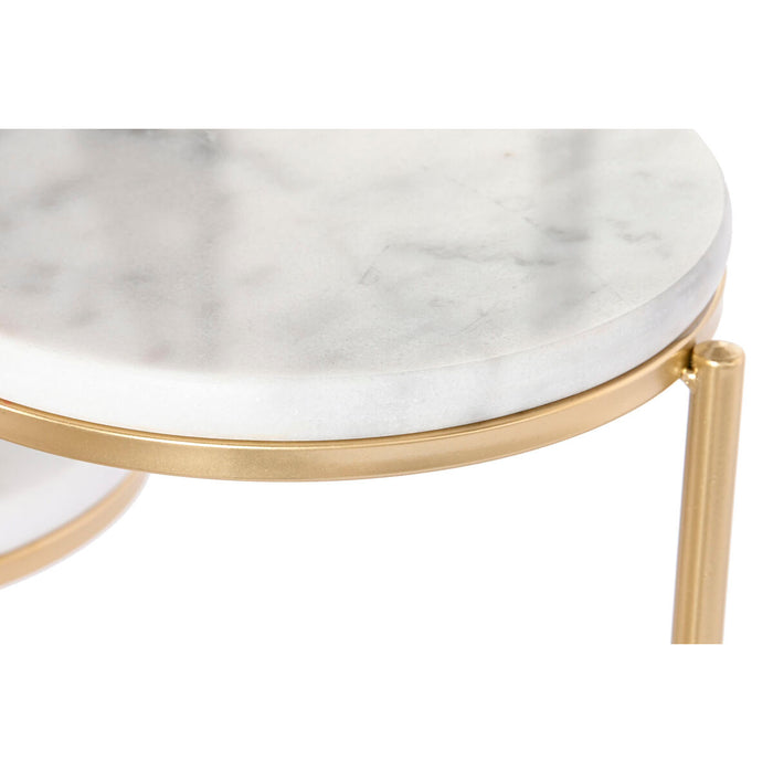 Raft DKD Home Decor 48 x 48 x 75,5 cm Auriu* Metal Alb Marmură