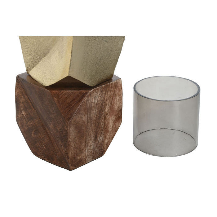Suport de Lumânări DKD Home Decor Maro Auriu* Aluminiu Geam Lemn de mango 10 x 10 x 51,5 cm