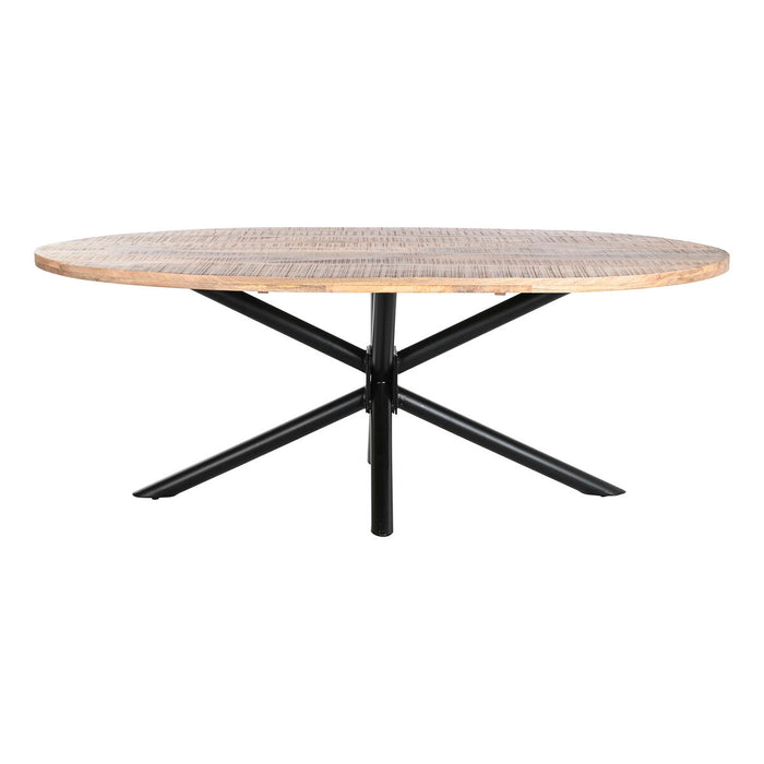 Masă de Sufragerie DKD Home Decor Natural Negru Metal Lemn de mango 200 x 100 x 76 cm