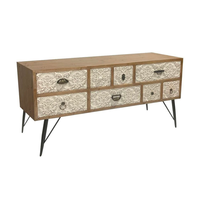 Mobilă TV DKD Home Decor 120 x 40 x 61 cm Brad Natural Metal Alb