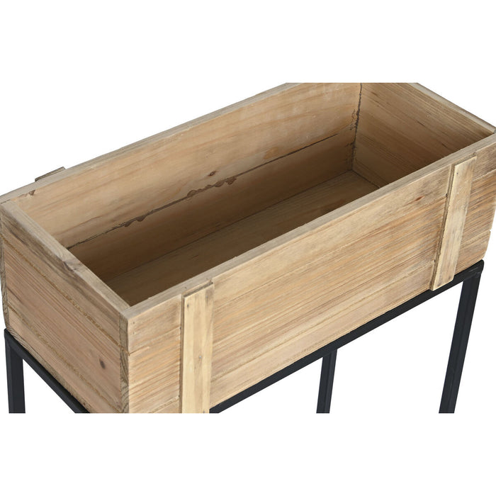 Set de jardiniere DKD Home Decor 50 x 24 x 80 cm Natural Negru Metal Lemn
