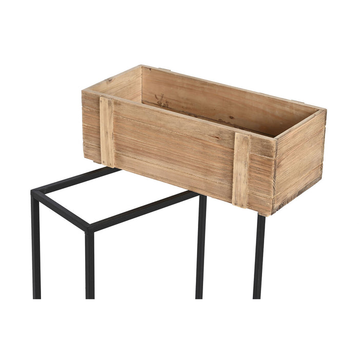 Set de jardiniere DKD Home Decor 50 x 24 x 80 cm Natural Negru Metal Lemn