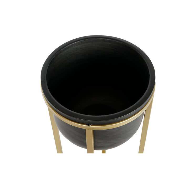 Set de jardiniere DKD Home Decor 28,5 x 28,5 x 65,5 cm 28 x 28 x 65 cm Negru Auriu* Metal