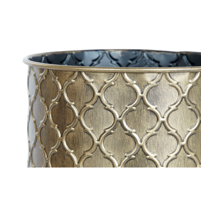 Set de jardiniere DKD Home Decor 34 x 37 x 79 cm Auriu* Metal Lemn Maro închis