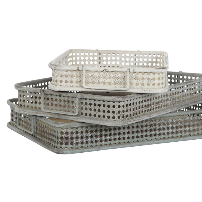 Set de Tăvi DKD Home Decor 53 x 38 x 8 cm Metal Multicolor (3 Unități)