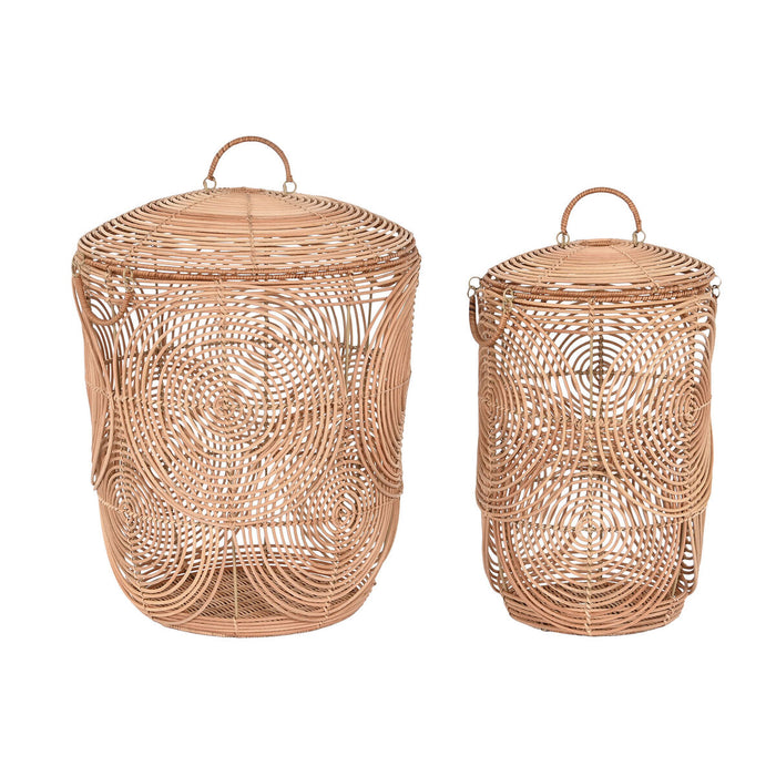 Set de Coșuri DKD Home Decor Natural Maro Deschis Tropical 45 x 45 x 57 cm