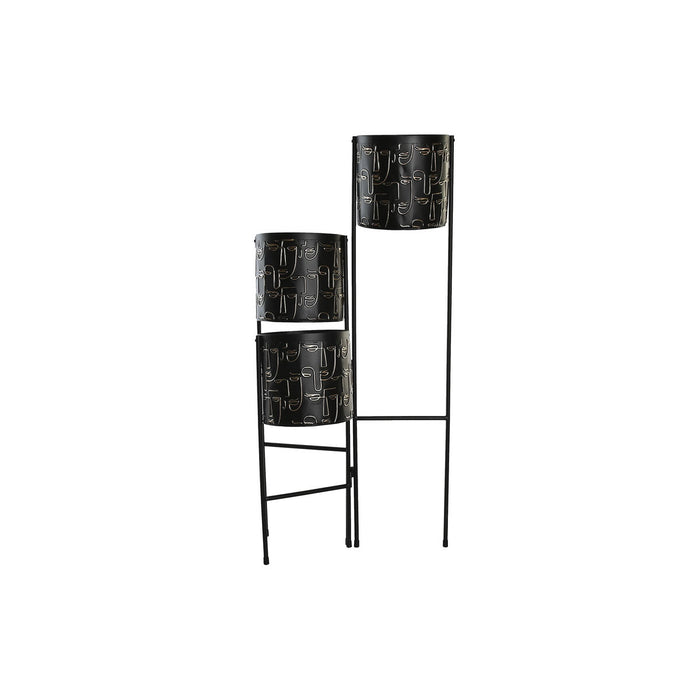 Ghiveci DKD Home Decor Negru Auriu* Metal Față 22 x 22 x 93 cm