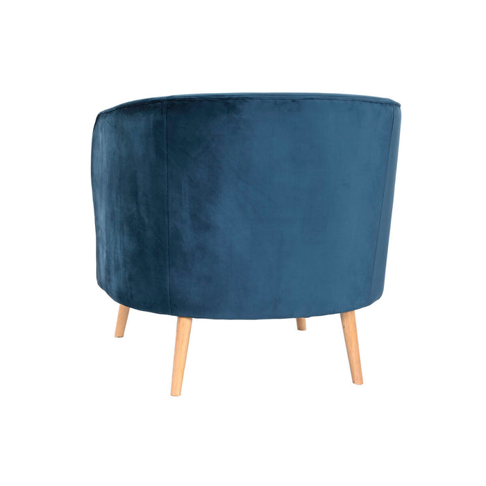 Fotoliu DKD Home Decor Albastru Natural Poliester Кадифе Lemn Metal 78 x 78 x 78 cm