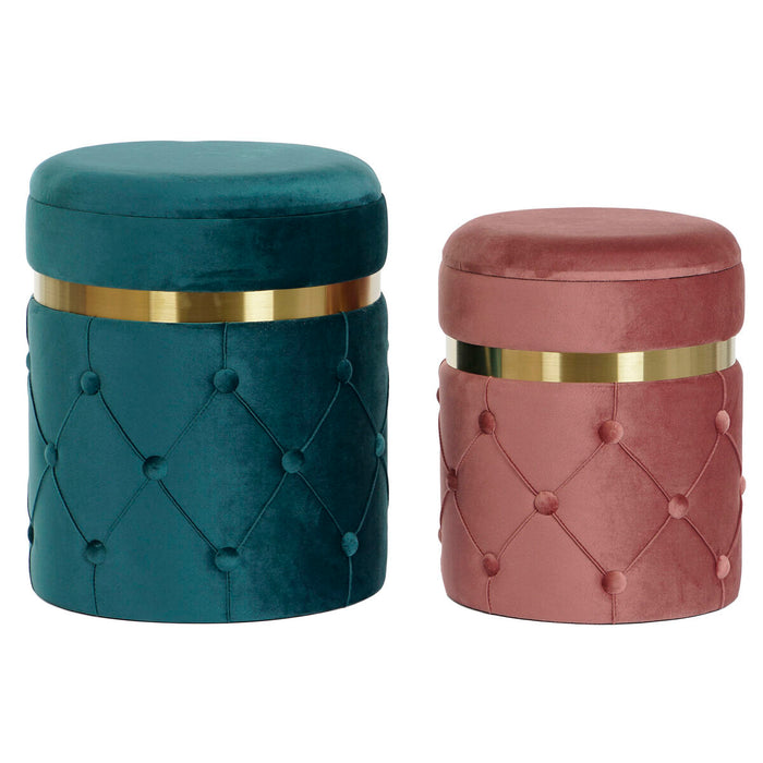 Suport pentru Picioare DKD Home Decor 36 x 36 x 44 cm Poliester Кадифе Lemn MDF