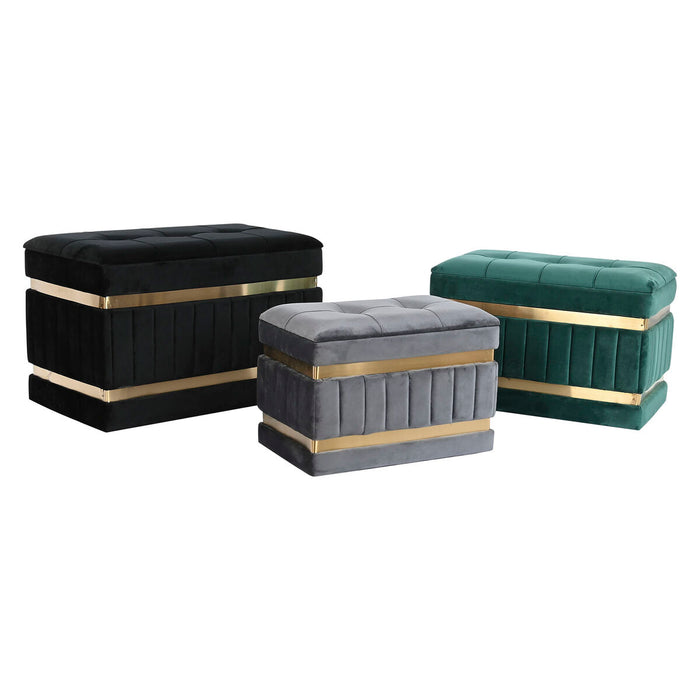 Banchetă DKD Home Decor Negru Auriu* Verde Gri închis Lemn MDF 70 x 40 x 43 cm
