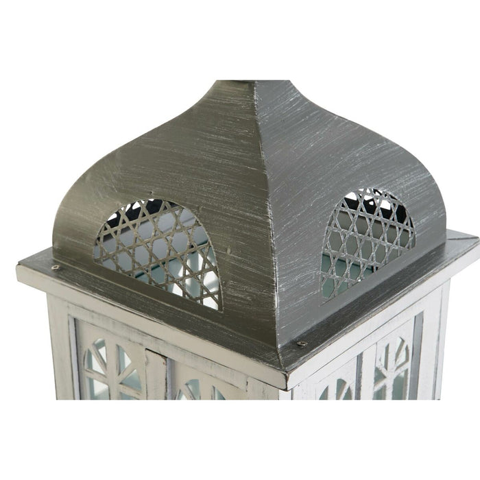 Lucerna DKD Home Decor Finisaj învechit Alb Gri Lemn Geam 19 x 19 x 42 cm