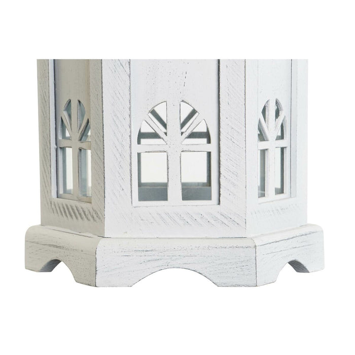 Lucerna DKD Home Decor Finisaj învechit Alb Gri închis Lemn Geam 19 x 17 x 39 cm