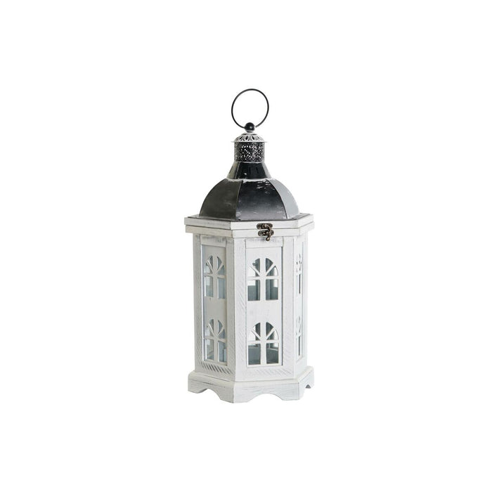 Lucerna DKD Home Decor Finisaj învechit Alb Gri închis Lemn Geam 19 x 17 x 39 cm