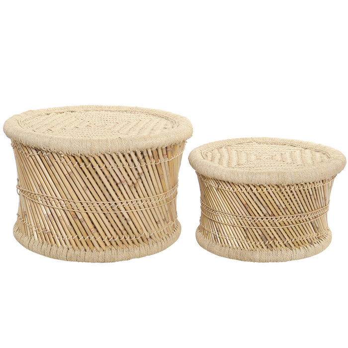 Set de 2 mese DKD Home Decor Natural 60 x 60 x 42 cm 62 x 62 x 42 cm 64 x 64 x 42 cm