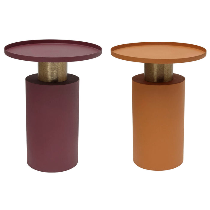 Masa laterală DKD Home Decor Portocaliu Magenta Auriu* Fier 36 x 36 x 46 cm (2 Unități)