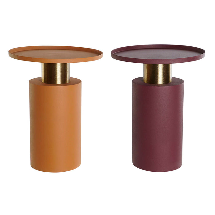 Masa laterală DKD Home Decor Portocaliu Magenta Auriu* Fier 36 x 36 x 46 cm (2 Unități)