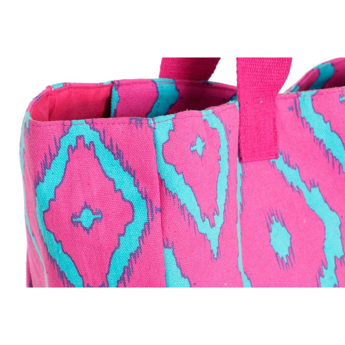 Geantă de Plajă DKD Home Decor Albastru Verde Portocaliu Fucsia 55 x 14 x 35 cm (3 Unități)