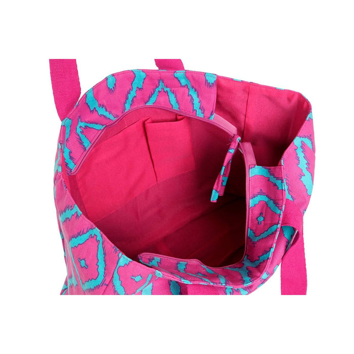 Geantă de Plajă DKD Home Decor Albastru Verde Portocaliu Fucsia 55 x 14 x 35 cm (3 Unități)