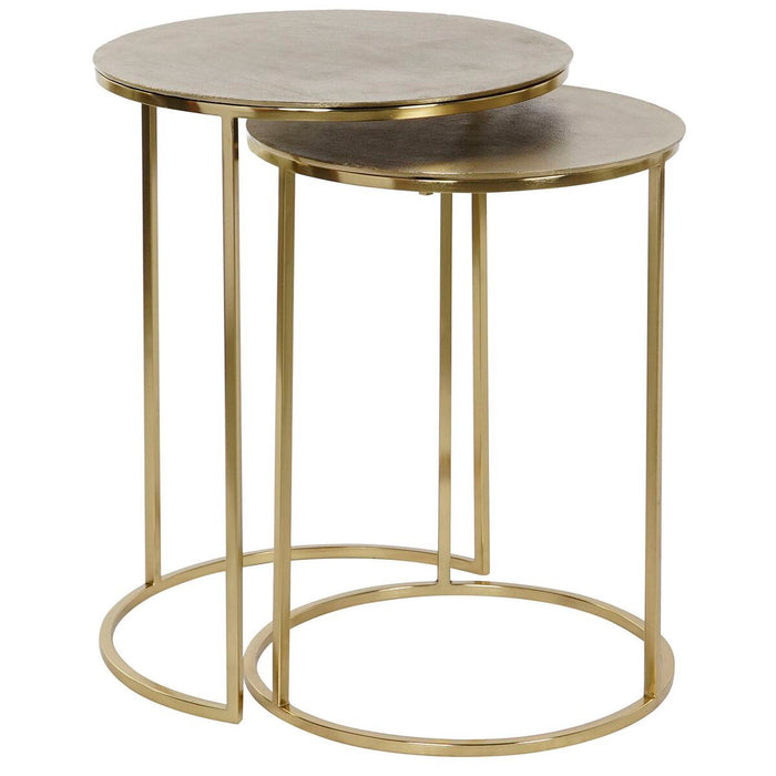 Set de 2 mese DKD Home Decor Auriu* Metal Aluminiu 46 x 46 x 58 cm