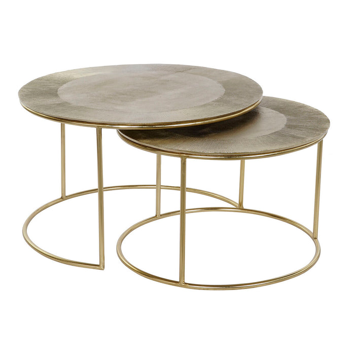 Set de 2 mese DKD Home Decor Auriu* Metal Aluminiu 76 x 76 x 44 cm