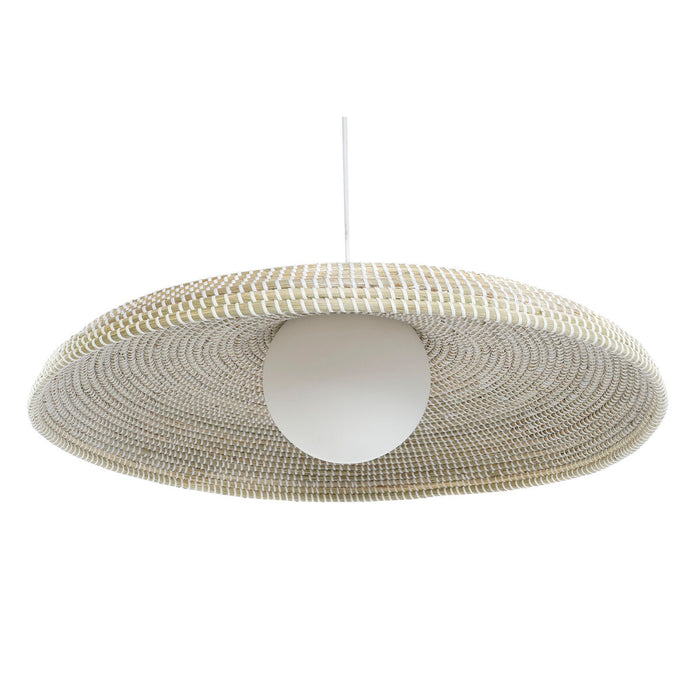 Lustră DKD Home Decor Alb Natural Maro Deschis Geam 50 W 70 x 70 x 20 cm