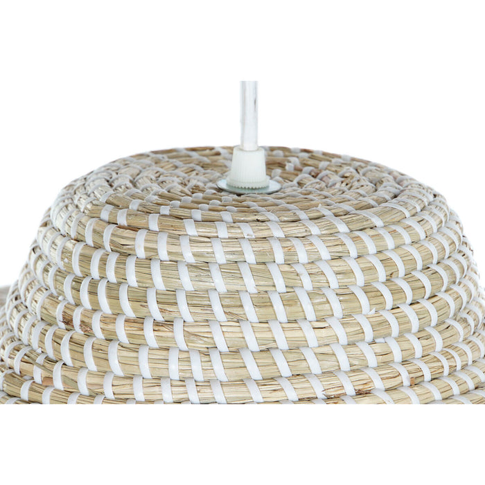 Lustră DKD Home Decor Alb Natural Maro Deschis Geam 50 W 70 x 70 x 20 cm
