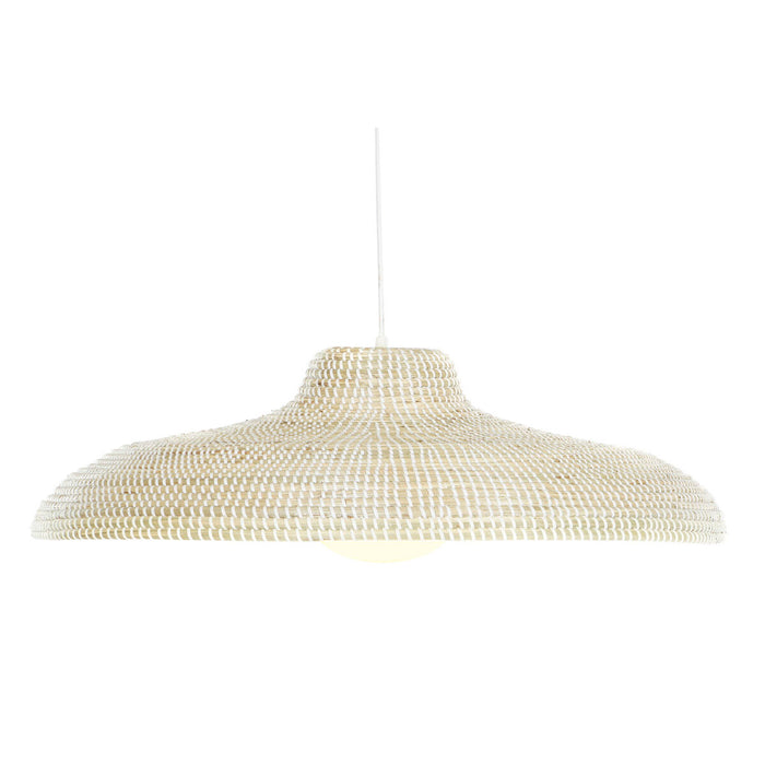 Lustră DKD Home Decor Alb Natural Maro Deschis Geam 50 W 70 x 70 x 20 cm