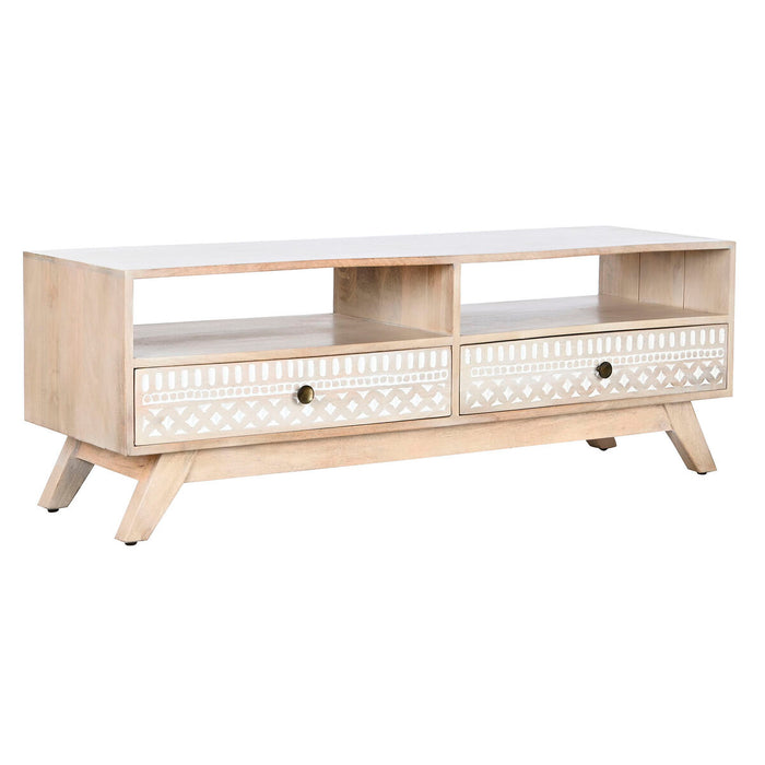 Mobilă TV DKD Home Decor Alb Natural Lemn de mango 130 x 40 x 45 cm