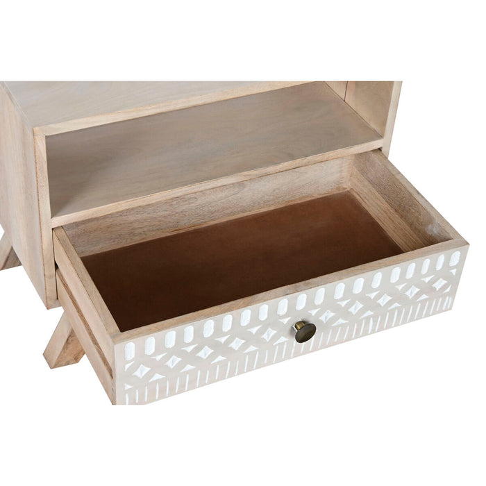 Noptieră DKD Home Decor Alb Natural Lemn de mango 55 x 35 x 45 cm