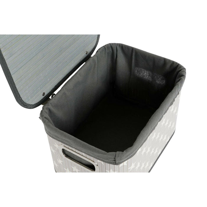 Set de Coșuri DKD Home Decor Alb Gri Bambus Lemn MDF Stele 51 x 35 x 33 cm