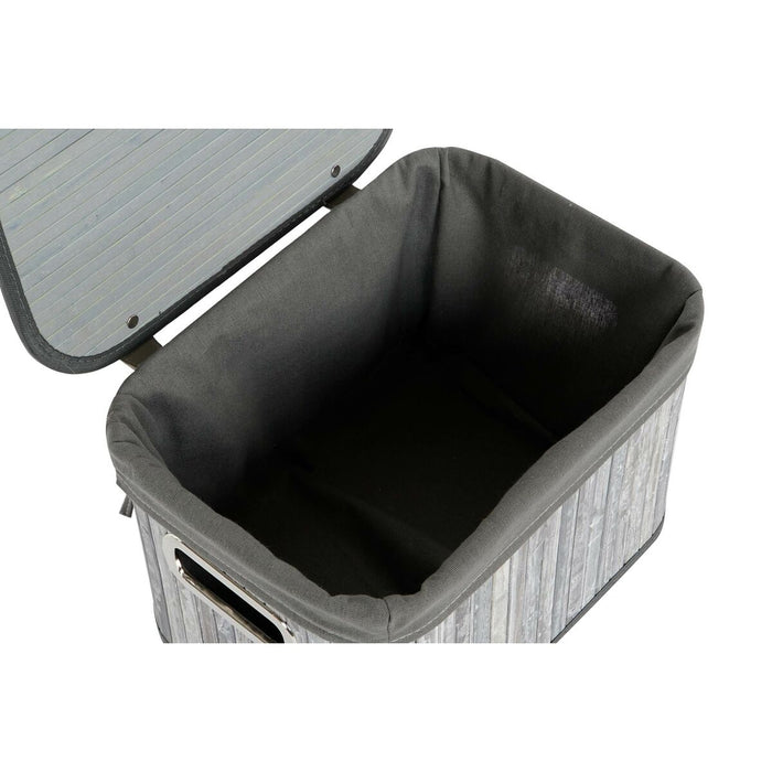 Set de Coșuri DKD Home Decor Alb Gri Bambus Lemn MDF 51 x 35 x 33 cm