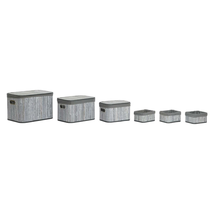 Set de Coșuri DKD Home Decor Alb Gri Bambus Lemn MDF 51 x 35 x 33 cm