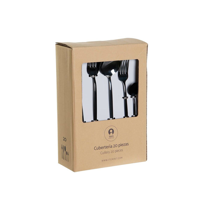 Set de Tacâmuri DKD Home Decor Negru Oțel inoxidabil 3 x 1,5 x 13 cm 20 Piese
