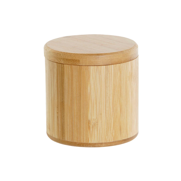 Solniță cu capac DKD Home Decor Natural Bambus 8,5 x 8,5 x 8,5 cm