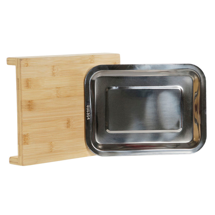 Masă de tăiat DKD Home Decor Natural Bambus Oțel inoxidabil 28 x 21,5 x 4,2 cm