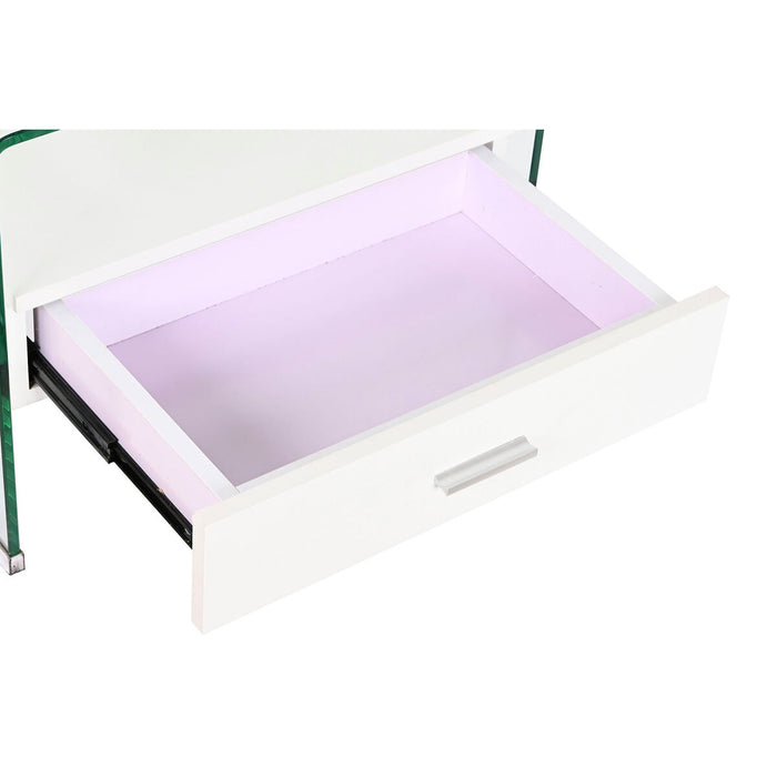 Noptieră DKD Home Decor Alb Transparent Geam Lemn MDF 50 x 40 x 45,5 cm