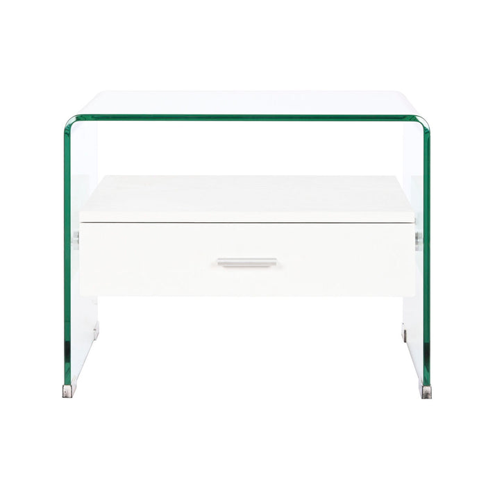 Noptieră DKD Home Decor Alb Transparent Geam Lemn MDF 50 x 40 x 45,5 cm