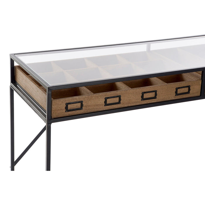 Consolă DKD Home Decor Maro Negru Metal Geam Lemn MDF 120 x 40 x 83 cm