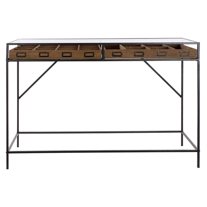 Consolă DKD Home Decor Maro Negru Metal Geam Lemn MDF 120 x 40 x 83 cm