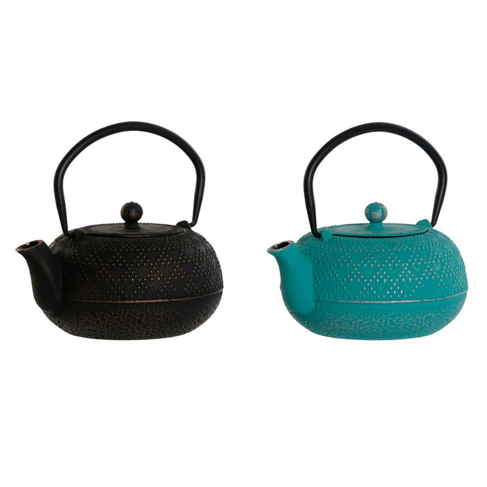 Ceainic DKD Home Decor Albastru Negru Fier 700 ml (2 Unități)