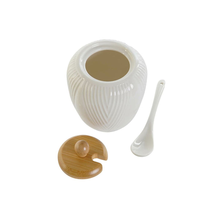 Zaharniță DKD Home Decor Alb Natural Bambus Porțelan 31 x 9 x 7 cm 4 Piese