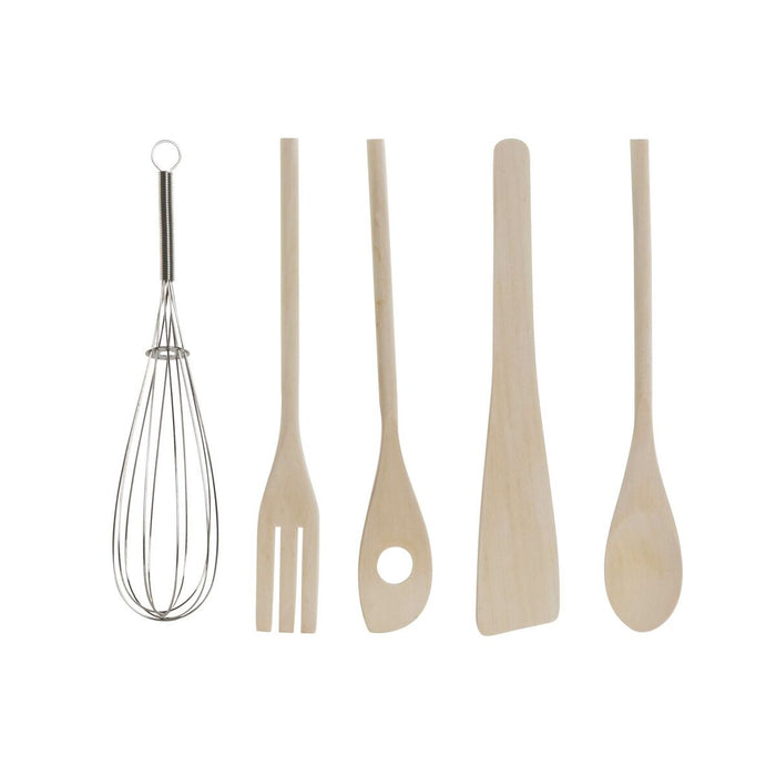 Suport pentru ustensile de bucătărie DKD Home Decor Alb Bambus Porțelan 10,5 x 10,5 x 12 cm 6 Piese