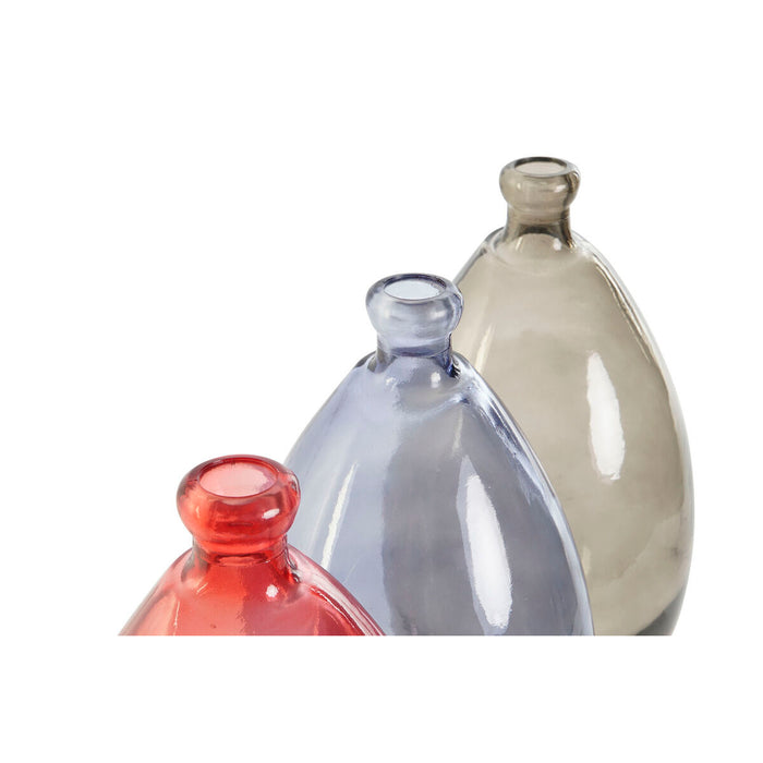 Vază DKD Home Decor Negru Roșu Bleumarin Sticlă Temperată 14 x 14 x 30 cm (3 Unități)