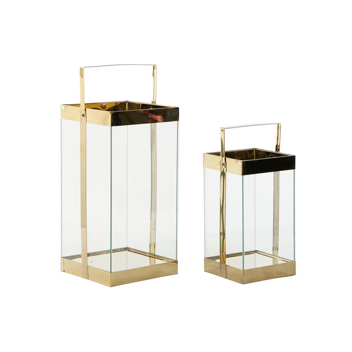 Felinar DKD Home Decor Geam Auriu* Metal 18 x 18 x 35 cm