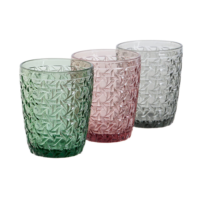 Set de pahare DKD Home Decor Verde Gri Roz Geam Cu descărcare 240 ml (6 Unități)